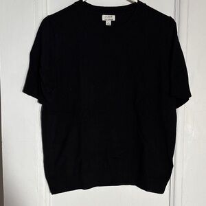 J. Crew Elegant Black Knit Top cashmere cotton large